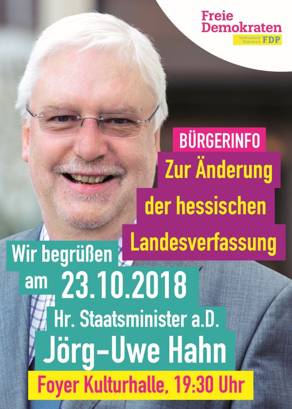 Uwe Hahn in Rödermark zur Änderung der Hessischen Landesverfassung.