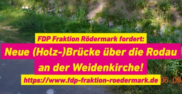 Brücke über die Rodau zur Weidenkirche
